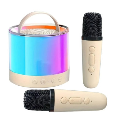 Дитячий нічник колонка караоке Magic Karaoke K52 з двома бездротовими мікрофонами рожевий (40 шт в ящику)