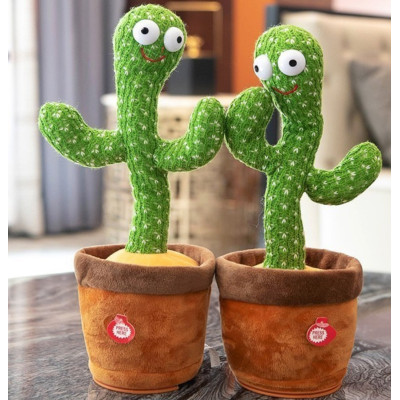 Танцюючий кактус співаючий з підсвічуванням Dancing Cactus TikTok іграшка Повторюшка кактус зелений (L02)