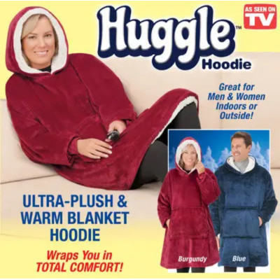Плед толстовка двостороння халат з капюшоном і рукавами Huggle Hoodie