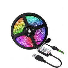 Самоклеюча світлодіодна rgb led стрічка з пультом і блоком живлення для підсвічування 100 шт в ящику